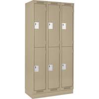 Clean Line Lockers, 2 -tier, Bank of 3, 36" x 18" x 76", Steel, Beige, Rivet (Assembled) Sécurité Médic