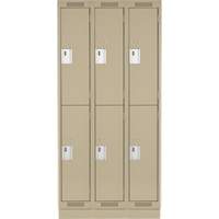 Clean Line Lockers, 2 -tier, Bank of 3, 36" x 18" x 76", Steel, Beige, Rivet (Assembled) Sécurité Médic