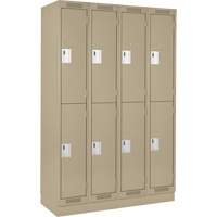 Clean Line Lockers, 2 -tier, Bank of 4, 48" x 18" x 76", Steel, Beige, Rivet (Assembled) Sécurité Médic