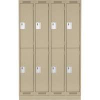 Clean Line Lockers, 2 -tier, Bank of 4, 48" x 18" x 76", Steel, Beige, Rivet (Assembled) Sécurité Médic