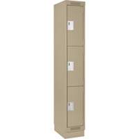 Clean Line Lockers, 3 -tier, 12" x 18" x 76", Steel, Beige, Rivet (Assembled) Sécurité Médic