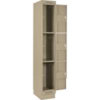 Clean Line Lockers, 3 -tier, Bank of 4, 48" x 18" x 76", Steel, Beige, Rivet (Assembled) Sécurité Médic
