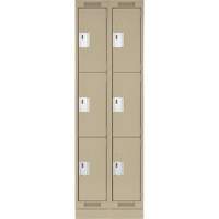 Clean Line Lockers, 3 -tier, Bank of 2, 24" x 18" x 76", Steel, Beige, Rivet (Assembled) Sécurité Médic
