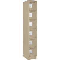 Clean Line Lockerette, 6 -tier, 12" x 18" x 76", Steel, Beige, Rivet (Assembled) Sécurité Médic