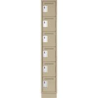 Clean Line Lockerette, 6 -tier, 12" x 18" x 76", Steel, Beige, Rivet (Assembled) Sécurité Médic