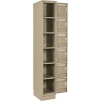Clean Line Lockerette, 6 -tier, Bank of 4, 48" x 18" x 76", Steel, Beige, Rivet (Assembled) Sécurité Médic
