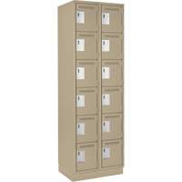 Clean Line Lockerette, 6 -tier, Bank of 2, 24" x 18" x 76", Steel, Beige, Rivet (Assembled) Sécurité Médic