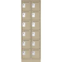 Clean Line Lockerette, 6 -tier, Bank of 2, 24" x 18" x 76", Steel, Beige, Rivet (Assembled) Sécurité Médic