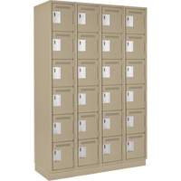 Clean Line Lockerette, 6 -tier, Bank of 4, 48" x 18" x 76", Steel, Beige, Rivet (Assembled) Sécurité Médic