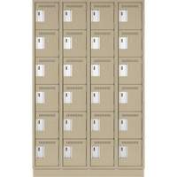 Clean Line Lockerette, 6 -tier, Bank of 4, 48" x 18" x 76", Steel, Beige, Rivet (Assembled) Sécurité Médic