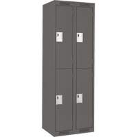 Clean Line Lockers, 2 -tier, Bank of 2, 24" x 18" x 72", Steel, Charcoal, Rivet (Assembled) Sécurité Médic