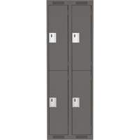 Clean Line Lockers, 2 -tier, Bank of 2, 24" x 18" x 72", Steel, Charcoal, Rivet (Assembled) Sécurité Médic
