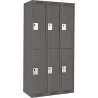 Clean Line Lockers, 2 -tier, Bank of 3, 36" x 18" x 72", Steel, Charcoal, Rivet (Assembled) Sécurité Médic