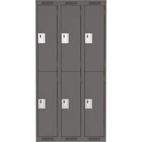 Clean Line Lockers, 2 -tier, Bank of 3, 36" x 18" x 72", Steel, Charcoal, Rivet (Assembled) Sécurité Médic