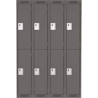Clean Line Lockers, 2 -tier, Bank of 4, 48" x 18" x 72", Steel, Charcoal, Rivet (Assembled) Sécurité Médic