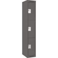Clean Line Lockers, 3 -tier, 12" x 18" x 72", Steel, Charcoal, Rivet (Assembled) Sécurité Médic