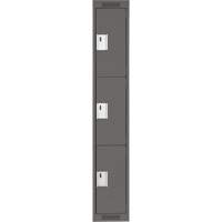 Clean Line Lockers, 3 -tier, 12" x 18" x 72", Steel, Charcoal, Rivet (Assembled) Sécurité Médic