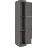 Clean Line Lockers, 3 -tier, Bank of 4, 48" x 18" x 72", Steel, Charcoal, Rivet (Assembled) Sécurité Médic