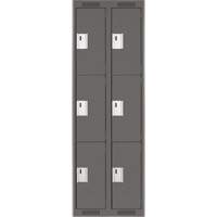 Clean Line Lockers, 3 -tier, Bank of 2, 24" x 18" x 72", Steel, Charcoal, Rivet (Assembled) Sécurité Médic