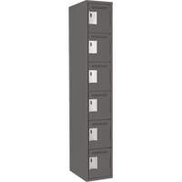 Clean Line Lockerette, 6 -tier, 12" x 18" x 72", Steel, Charcoal, Rivet (Assembled) Sécurité Médic