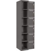 Clean Line Lockerette, 6 -tier, Bank of 4, 48" x 18" x 72", Steel, Charcoal, Rivet (Assembled) Sécurité Médic