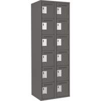 Clean Line Lockerette, 6 -tier, Bank of 2, 24" x 18" x 72", Steel, Charcoal, Rivet (Assembled) Sécurité Médic