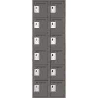 Clean Line Lockerette, 6 -tier, Bank of 2, 24" x 18" x 72", Steel, Charcoal, Rivet (Assembled) Sécurité Médic