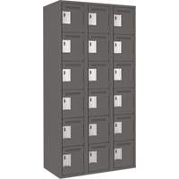 Clean Line Lockerette, 6 -tier, Bank of 3, 36" x 18" x 72", Steel, Charcoal, Rivet (Assembled) Sécurité Médic