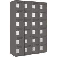 Clean Line Lockerette, 6 -tier, Bank of 4, 48" x 18" x 72", Steel, Charcoal, Rivet (Assembled) Sécurité Médic