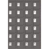 Clean Line Lockerette, 6 -tier, Bank of 4, 48" x 18" x 72", Steel, Charcoal, Rivet (Assembled) Sécurité Médic