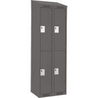 Clean Line Lockers, 2 -tier, Bank of 2, 24" x 18" x 78", Steel, Charcoal, Rivet (Assembled) Sécurité Médic