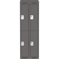 Clean Line Lockers, 2 -tier, Bank of 2, 24" x 18" x 78", Steel, Charcoal, Rivet (Assembled) Sécurité Médic