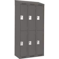 Clean Line Lockers, 2 -tier, Bank of 3, 36" x 18" x 78", Steel, Charcoal, Rivet (Assembled) Sécurité Médic