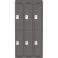Clean Line Lockers, 2 -tier, Bank of 3, 36" x 18" x 78", Steel, Charcoal, Rivet (Assembled) Sécurité Médic