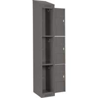 Clean Line Lockers, 3 -tier, Bank of 4, 48" x 18" x 78", Steel, Charcoal, Rivet (Assembled) Sécurité Médic