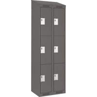 Clean Line Lockers, 3 -tier, Bank of 2, 24" x 18" x 78", Steel, Charcoal, Rivet (Assembled) Sécurité Médic