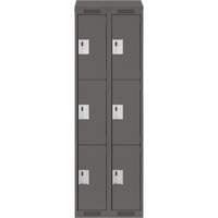 Clean Line Lockers, 3 -tier, Bank of 2, 24" x 18" x 78", Steel, Charcoal, Rivet (Assembled) Sécurité Médic