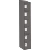 Clean Line Lockerette, 6 -tier, 12" x 18" x 78", Steel, Charcoal, Rivet (Assembled) Sécurité Médic