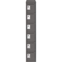 Clean Line Lockerette, 6 -tier, 12" x 18" x 78", Steel, Charcoal, Rivet (Assembled) Sécurité Médic