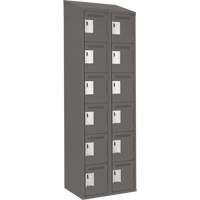 Clean Line Lockerette, 6 -tier, Bank of 2, 24" x 18" x 78", Steel, Charcoal, Rivet (Assembled) Sécurité Médic