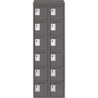 Clean Line Lockerette, 6 -tier, Bank of 2, 24" x 18" x 78", Steel, Charcoal, Rivet (Assembled) Sécurité Médic