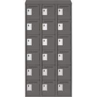 Clean Line Lockerette, 6 -tier, Bank of 3, 36" x 18" x 78", Steel, Charcoal, Rivet (Assembled) Sécurité Médic