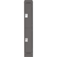 Clean Line Lockers, 2 -tier, 12" x 18" x 82", Steel, Charcoal, Rivet (Assembled) Sécurité Médic