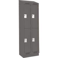 Clean Line Lockers, 2 -tier, Bank of 2, 24" x 18" x 82", Steel, Charcoal, Rivet (Assembled) Sécurité Médic