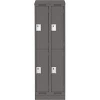 Clean Line Lockers, 2 -tier, Bank of 2, 24" x 18" x 82", Steel, Charcoal, Rivet (Assembled) Sécurité Médic