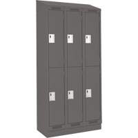 Clean Line Lockers, 2 -tier, Bank of 3, 36" x 18" x 82", Steel, Charcoal, Rivet (Assembled) Sécurité Médic