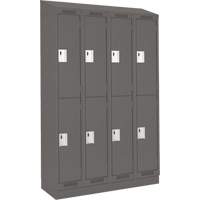 Clean Line Lockers, 2 -tier, Bank of 4, 48" x 18" x 82", Steel, Charcoal, Rivet (Assembled) Sécurité Médic