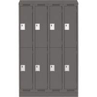 Clean Line Lockers, 2 -tier, Bank of 4, 48" x 18" x 82", Steel, Charcoal, Rivet (Assembled) Sécurité Médic