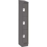 Clean Line Lockers, 3 -tier, 12" x 18" x 82", Steel, Charcoal, Rivet (Assembled) Sécurité Médic