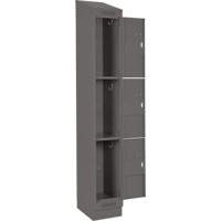 Clean Line Lockers, 3 -tier, Bank of 4, 48" x 18" x 82", Steel, Charcoal, Rivet (Assembled) Sécurité Médic